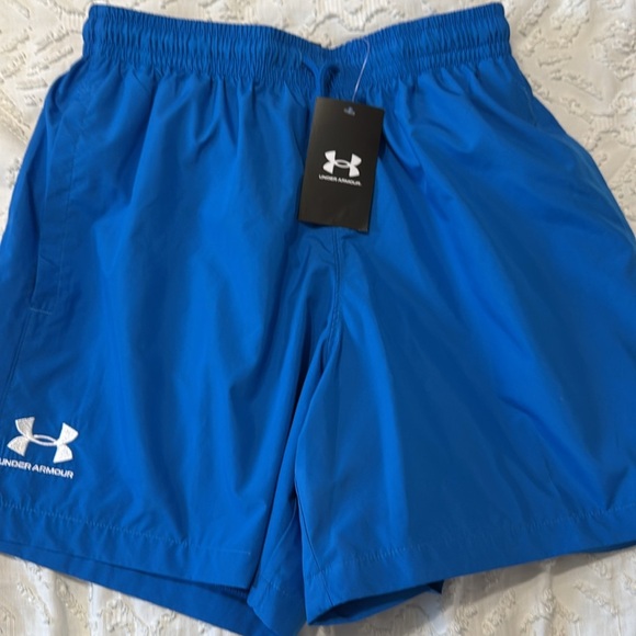Under Armour UA Men’s Essential Volley Shorts Blue White Loose Size Small - Picture 10 of 10